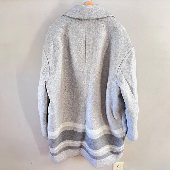 Banana Republic Womens Grey Wool Blend OversCoat XL With Striped Detail & Pocket - Picture 6 of 6